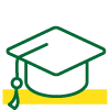 Green lineart of a graduation cap