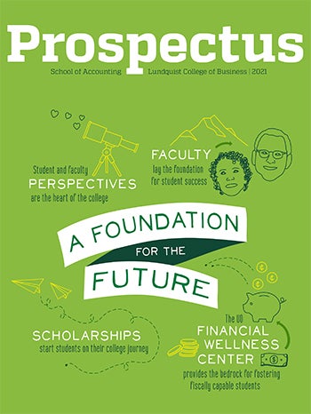 Cover of the 2021 Accounting Prospectus, which has yellow, white, and dark green line art against a lime green background
