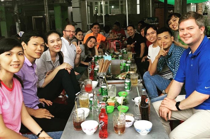Sports Product Management interns at dinner in Vietnam Sports Product Management interns at dinner in Vietnam