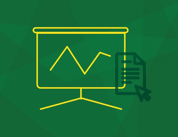 Line art icon of a chart against a green background