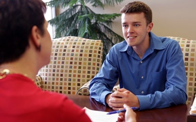 Job Shadow Employer Meeting A job shadow student meets with a host employer