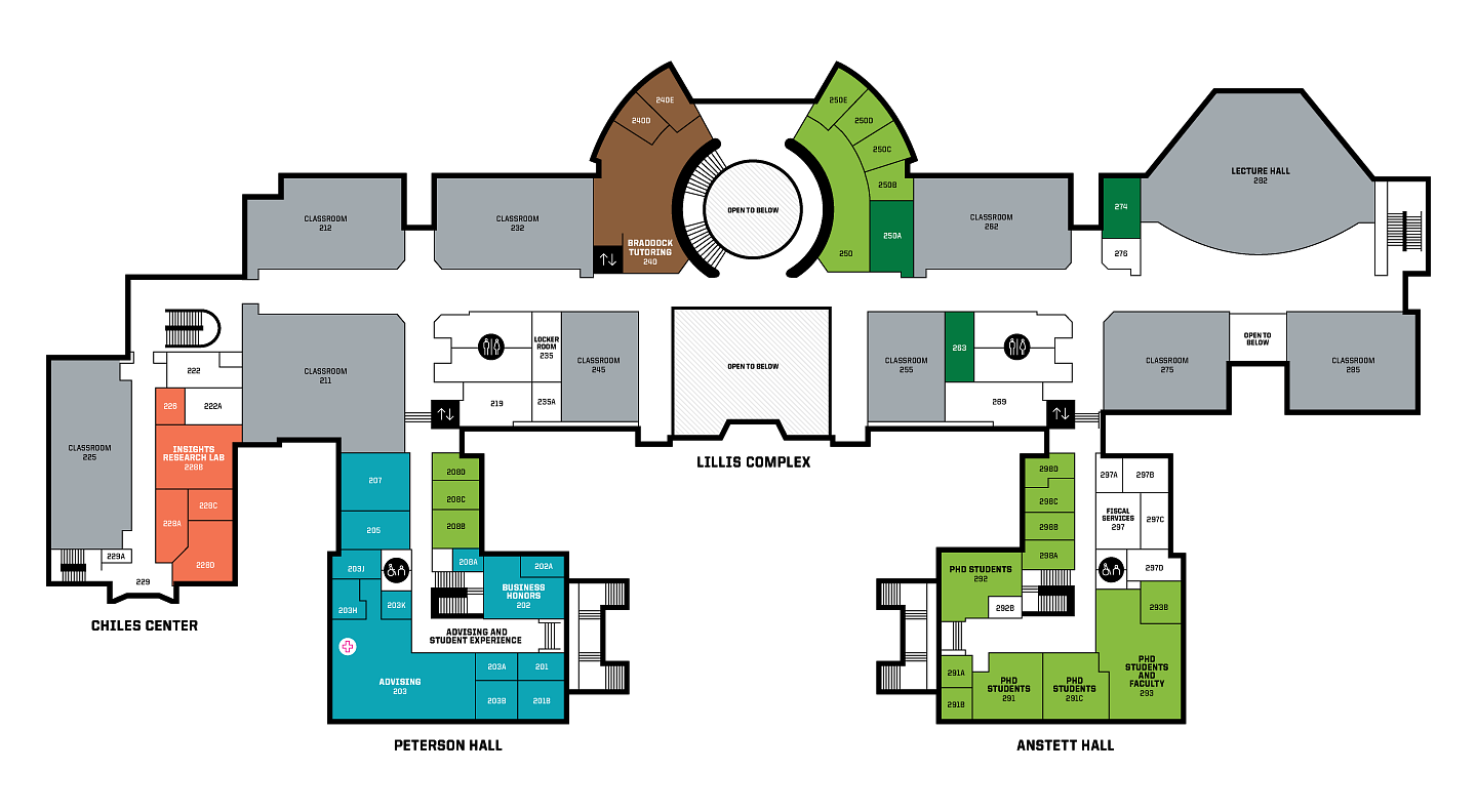 Level 2 map of the Lillis Business Complex