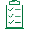 Line art drawing of a clipboard with a checklist on it.