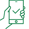 Line art illustration of a hand holding a smart phone