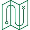 Line art illustration of a path on a map