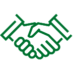 Green icon showing a handshake