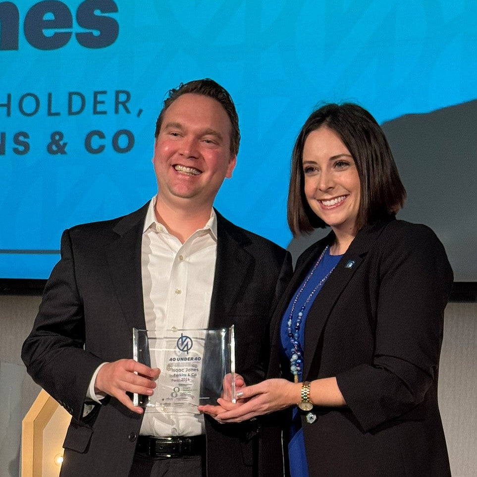 Isaac Jones '09 onstage at Portland Business Journal's 40 under 40 awards. 