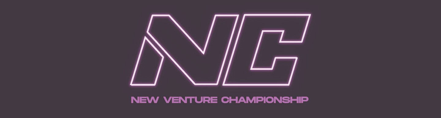 Illustration with NVC logo on a purple background and the words "New Venture Championship" underneath it