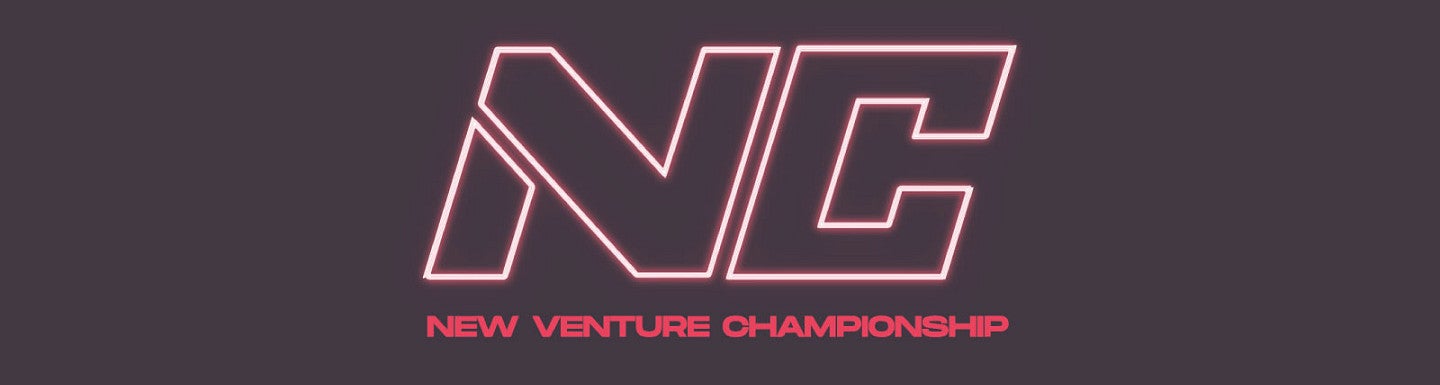 Illustration with NVC logo on a red background with the words "New Venture Championship" underneath it