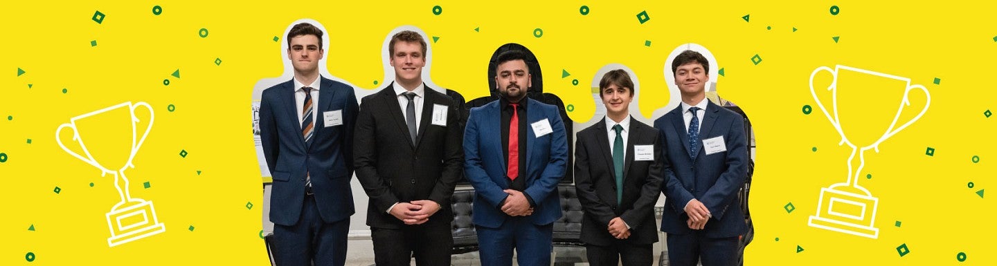Group photo of five students who participated in the CFA Challenge