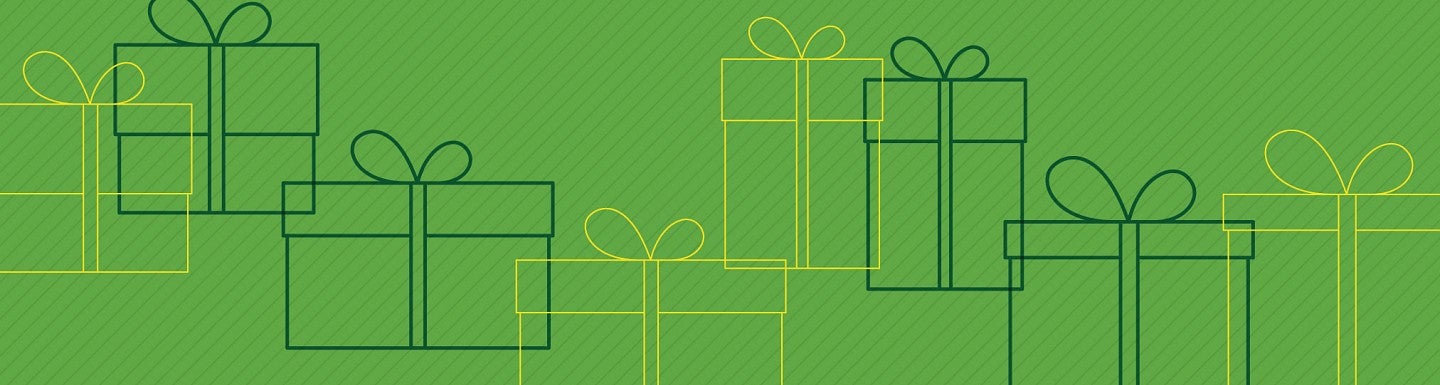 Gift box icon against green background
