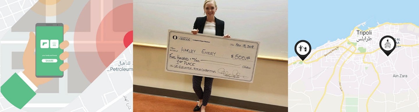 Averto cofounder Harley Emery poses with her award from an elevator competition