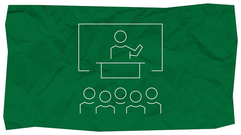 Icon of a presenter and attendees.