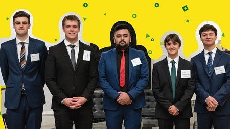 Group photo of five students who participated in the CFA Challenge