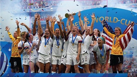 The U.S. Women's National Team celebrates during a FIFA World Cup event