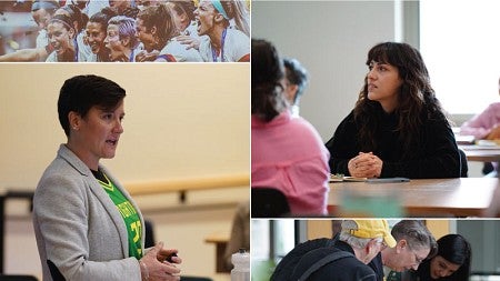 A collage of images of speakers and attendes from the Taking Flight event