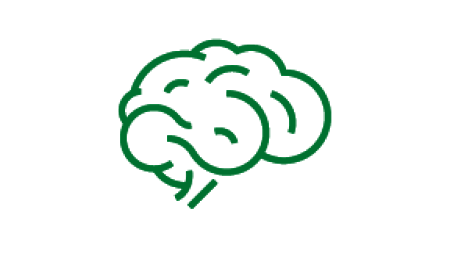 icons of a brain with green outlines to convey brand awareness