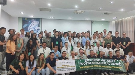 SPM students, faculty, staff, and friends pose for a group photo