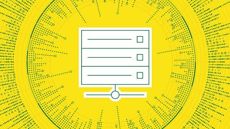 Simple digital icon art of a presentation screen surrounded by a circular pattern of wavering lines