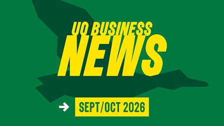 Text reads: UO Business News, Sept/Oct 2026