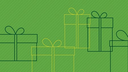 Gift box icon against green background