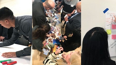 Collage of photos of people working together during the Grist-UO workshops