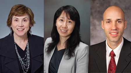 Image collage of four new Lundquist College faculty members