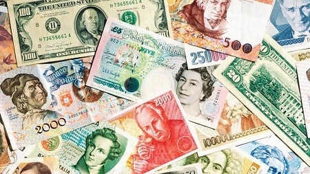 Photo of different types of paper currency