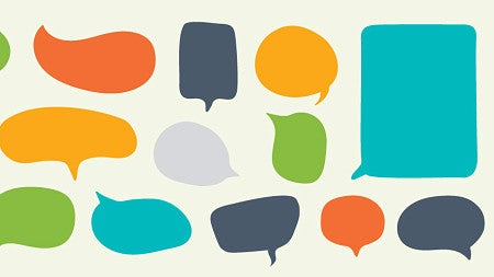 An assortment of speech bubbles in different colors