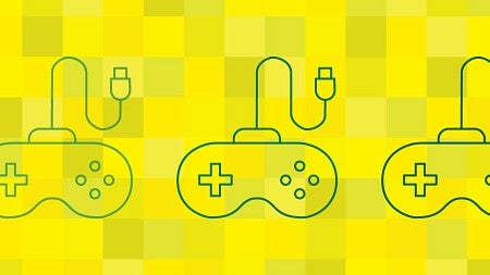 Illustration of eSports showing video game controllers on a yellow background
