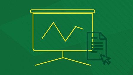 Line art icon of a chart against a green background
