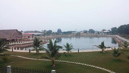 View of a lake and Vietnamese landscape