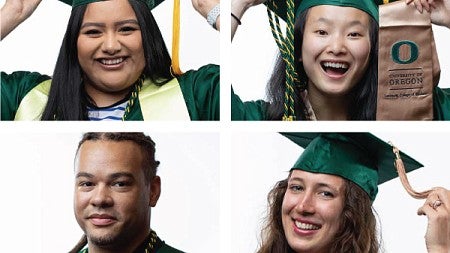 Four Pathway Oregon graduates in regalia