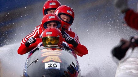 Bobsled team competes in the Olympics