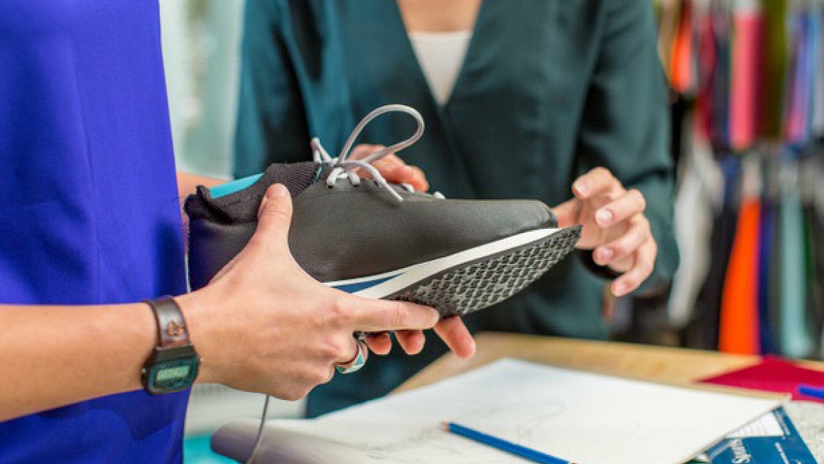 Close-up on shoe made during an SPM shoemaking workshop