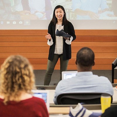 Portland Master's An SPM student gives a presentation in the classroom